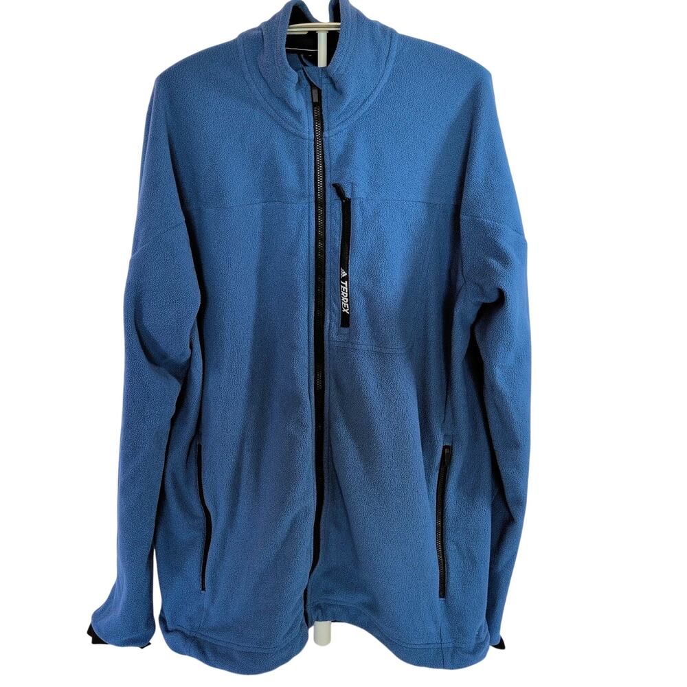 Adidas Terrex Mens Blue Full Zip Fleece Jacket Activewear Outdoor Size M Medium